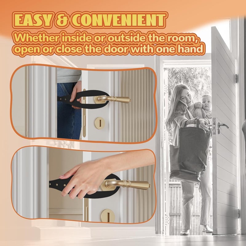 TGIOW Cat Door Latch, 4 Pcs Cat Door Stopper Pet Door Latch to Keep Dog Out of Litter Box and Food, Door Prop for Cat with 5 Adjustable Size Strap 2.5-6" Wide, No Measuring, Easy to Install, Black - Image 5